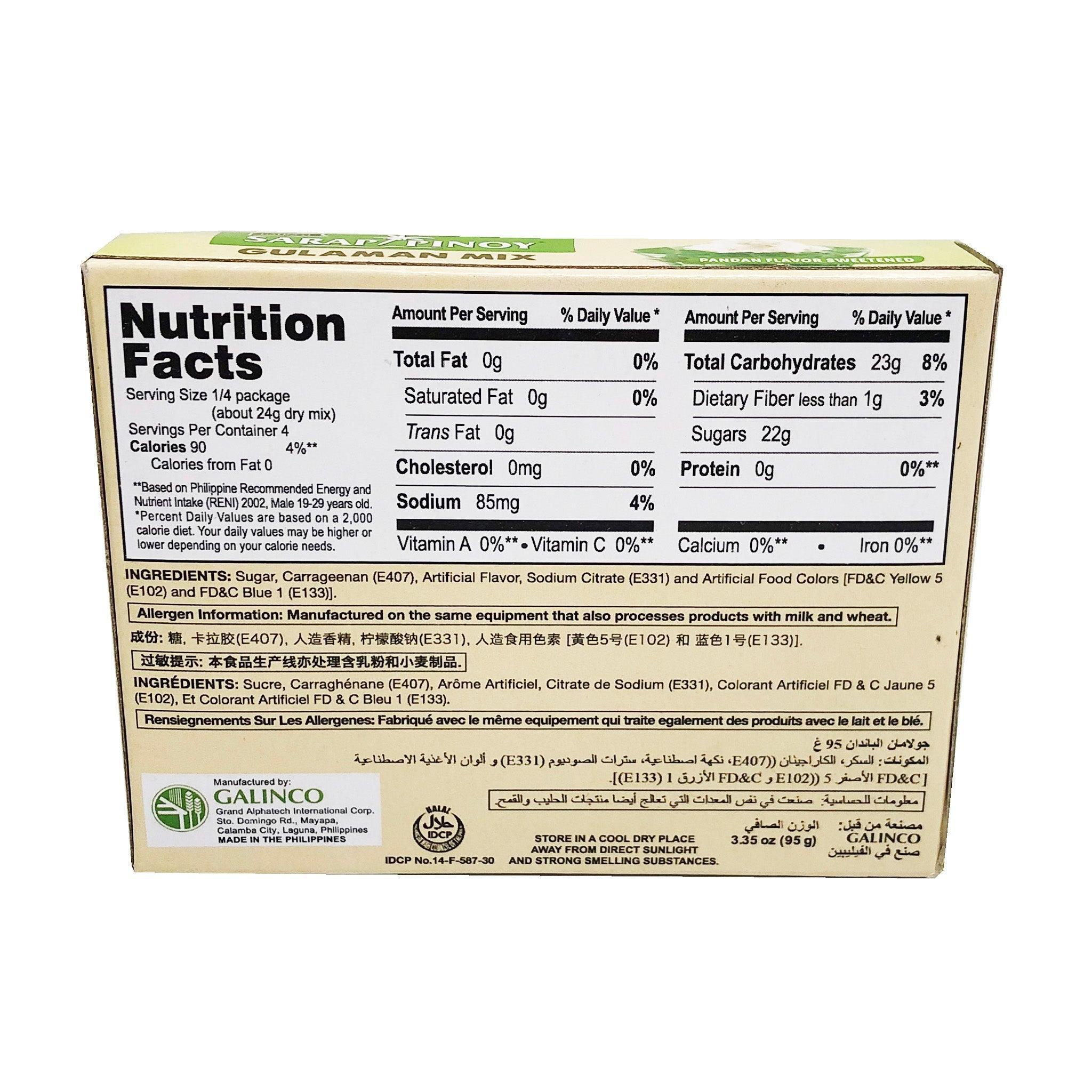 Sarap Pinoy Gulaman Pandan Flavor Mix 95g - Pinoyhyper
