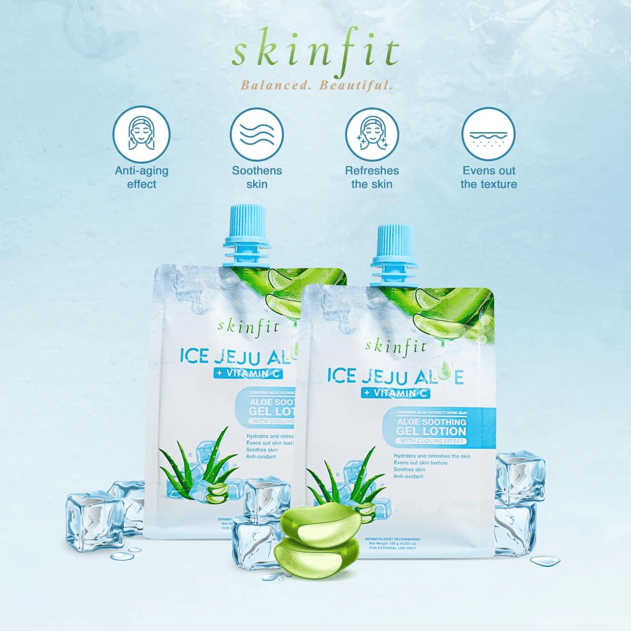 Skinfit Ice Jeju Aloe + Vitamin C Gel Lotion - 120g - Pinoyhyper