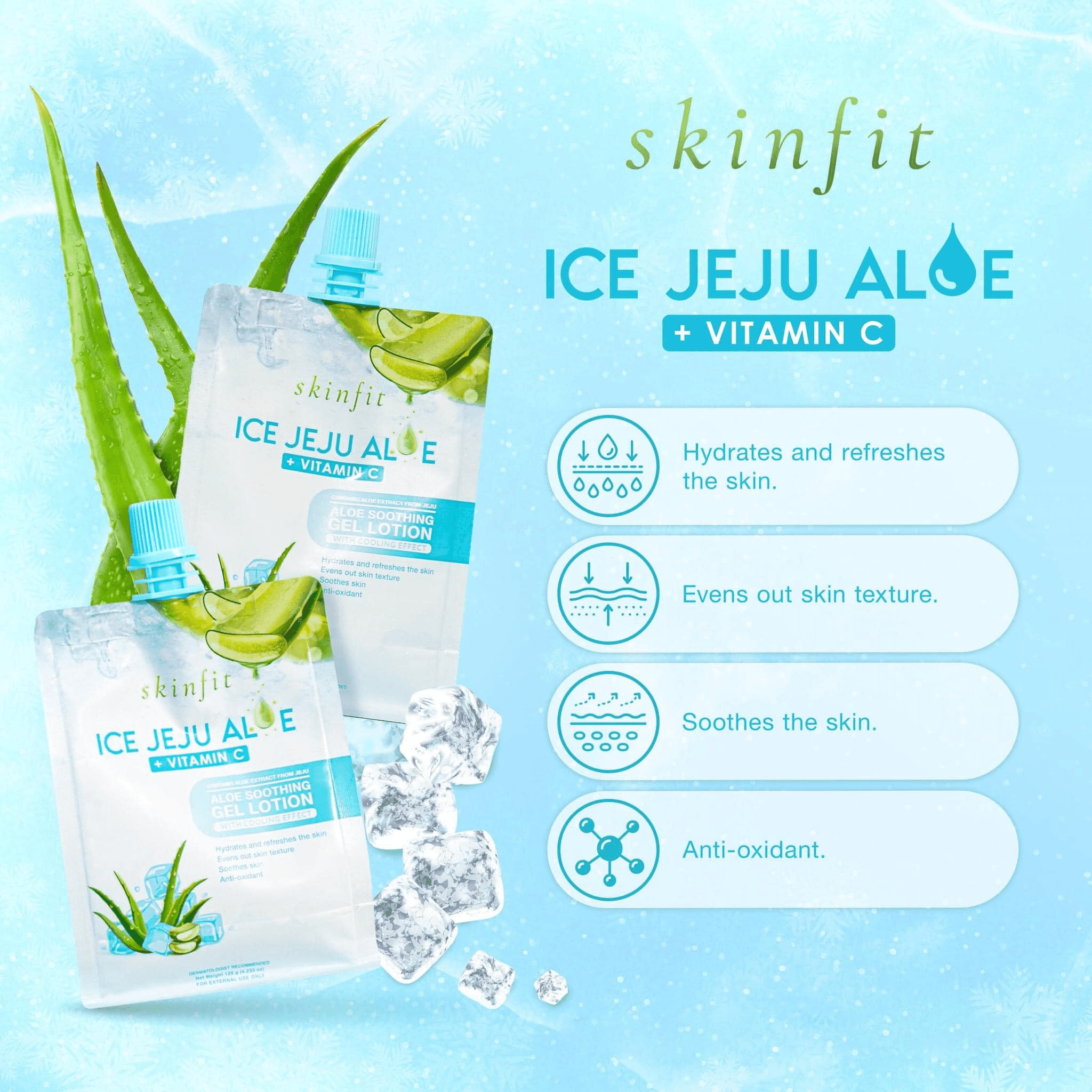 Skinfit Ice Jeju Aloe + Vitamin C Gel Lotion - 120g - Pinoyhyper