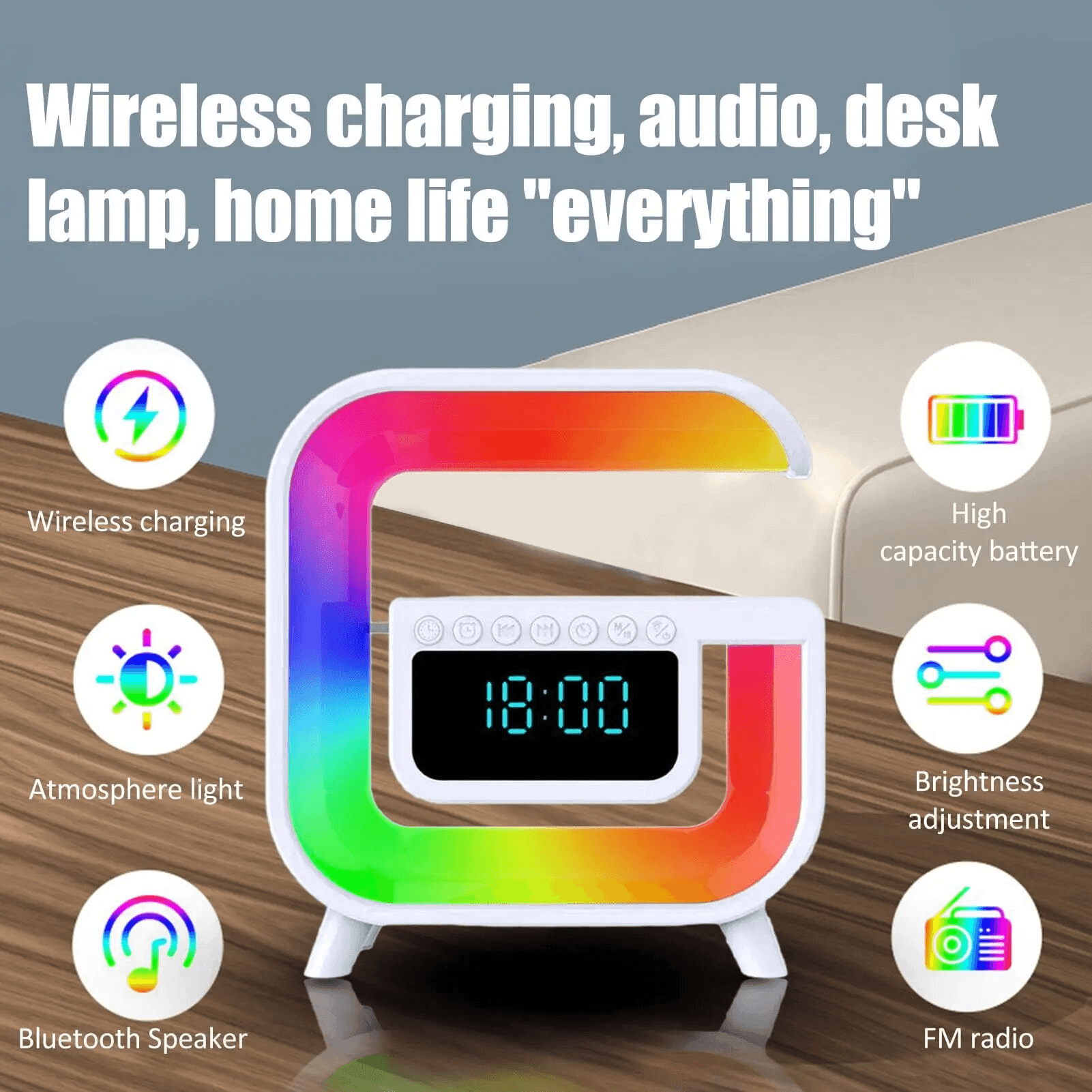 Smart Bluetooth Speaker With Wireless Charging & LED Light - G30 - Pinoyhyper