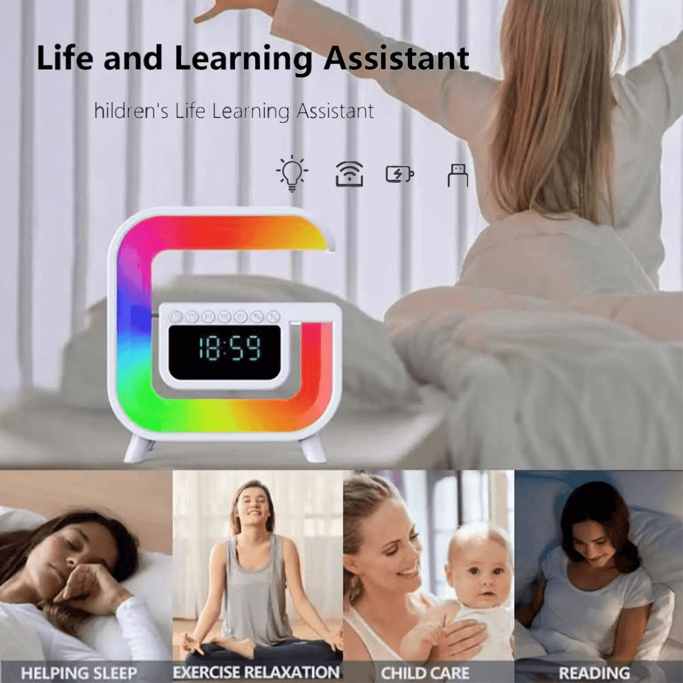 Smart Bluetooth Speaker With Wireless Charging & LED Light - G30 - Pinoyhyper