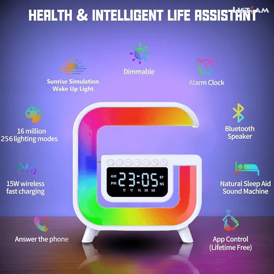 Smart Bluetooth Speaker With Wireless Charging & LED Light - G30 - Pinoyhyper