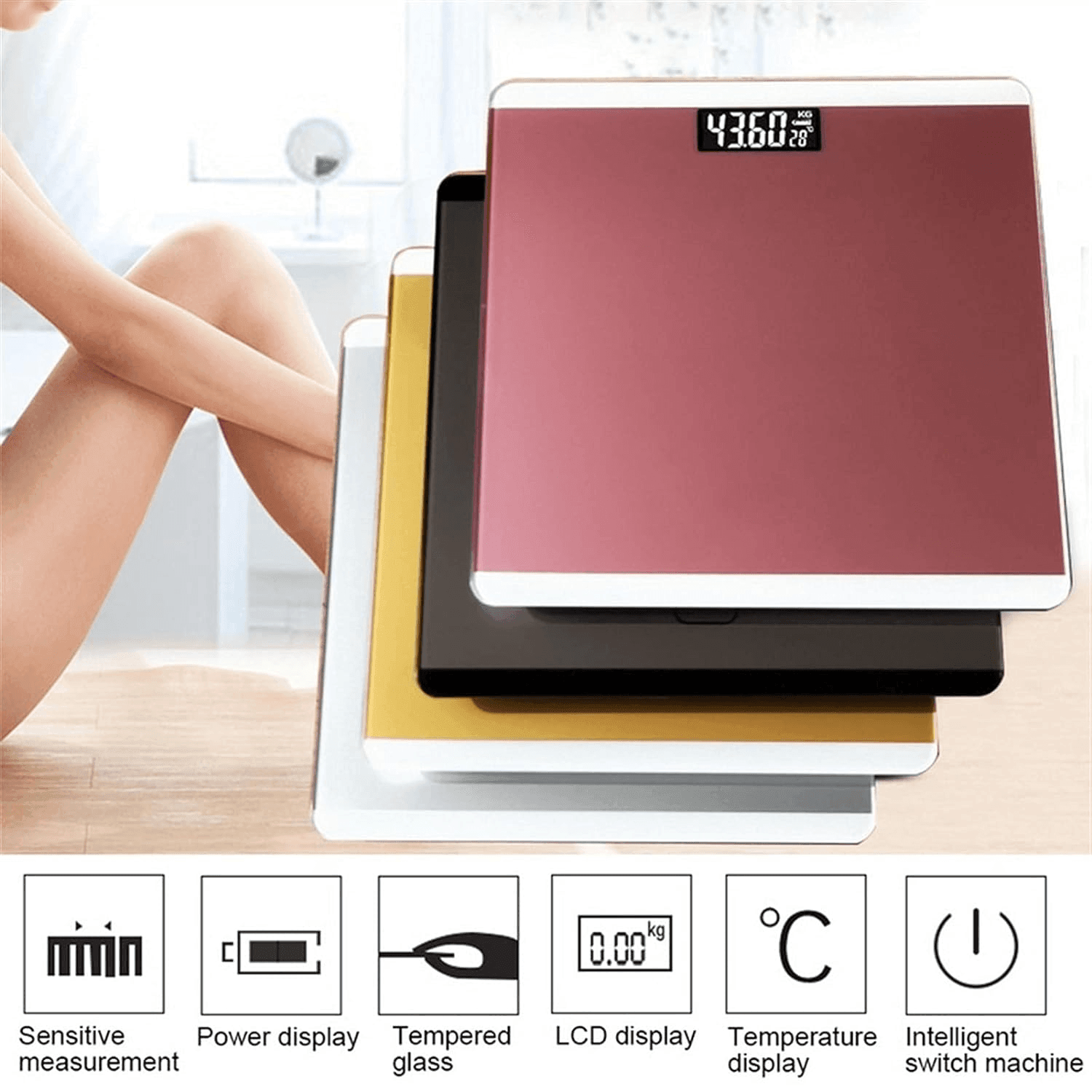 Smart LCD Display Body Weighing Digital Bathroom Scale - QR805 - Pinoyhyper