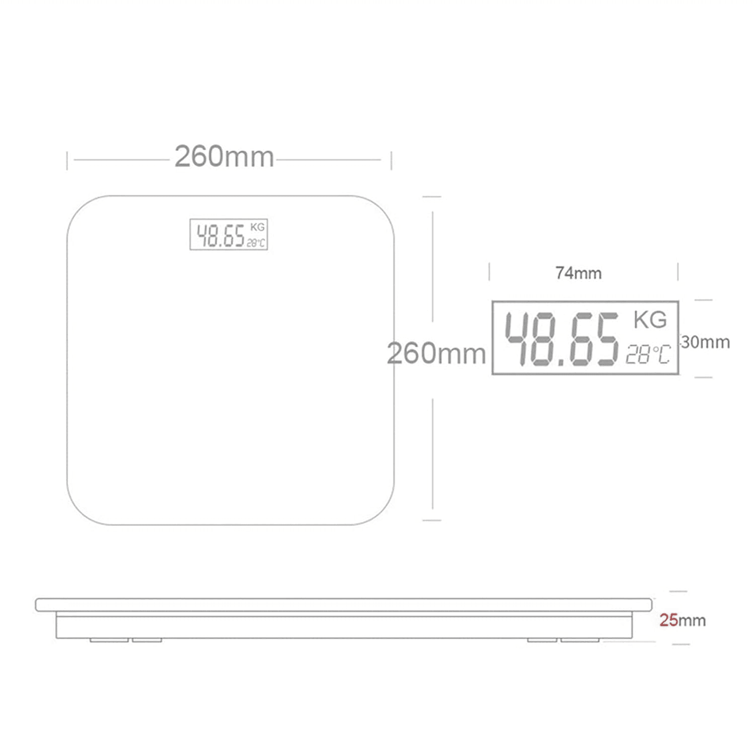 Smart LCD Display Body Weighing Digital Bathroom Scale - QR805 - Pinoyhyper