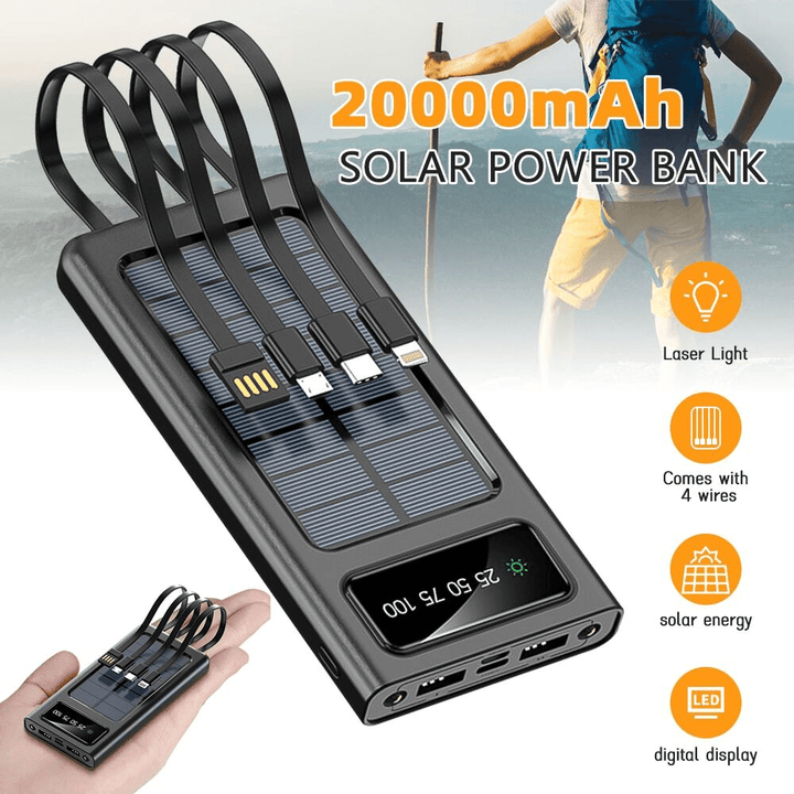 Smart Solar Portable Fast Charging Power Bank 20000mAh - Pinoyhyper