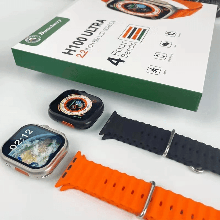 Smartberry H100 Ultra Big Screen Smart Watch With 4 Bands Pinoyhyper