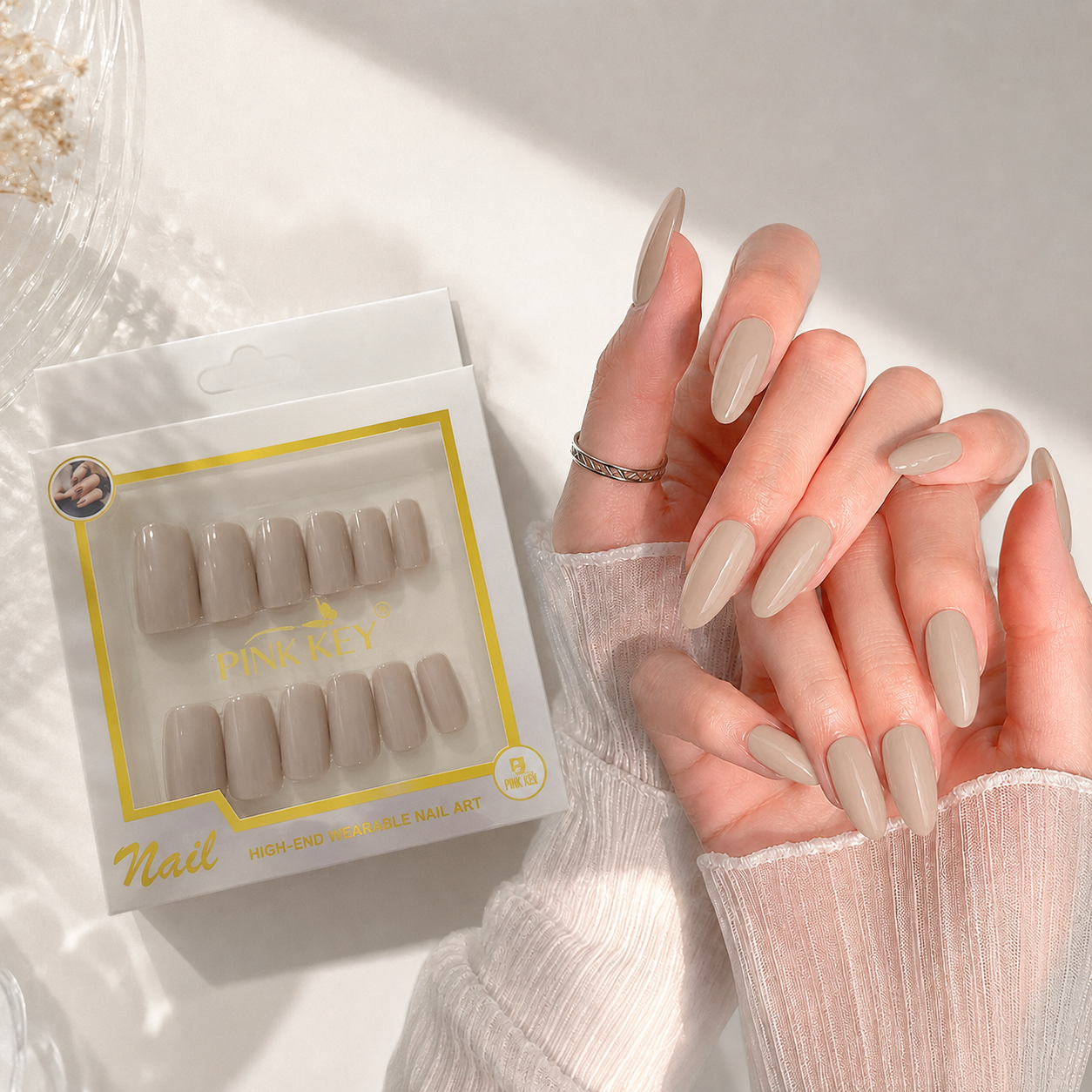 Pink Key High-End Wearable Nail Art - PK24164 (12 Pcs)