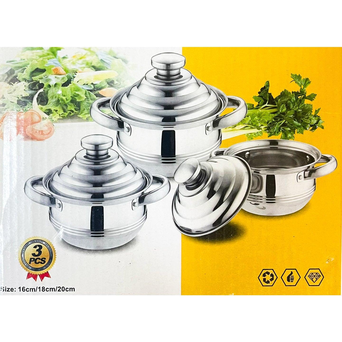 Stainless Steel Cookware Set - 3 Pcs - Pinoyhyper