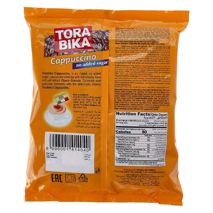 Tora Bika Cappuccino No Added Sugar Instant Coffee - 20 x 12.5g - Pinoyhyper