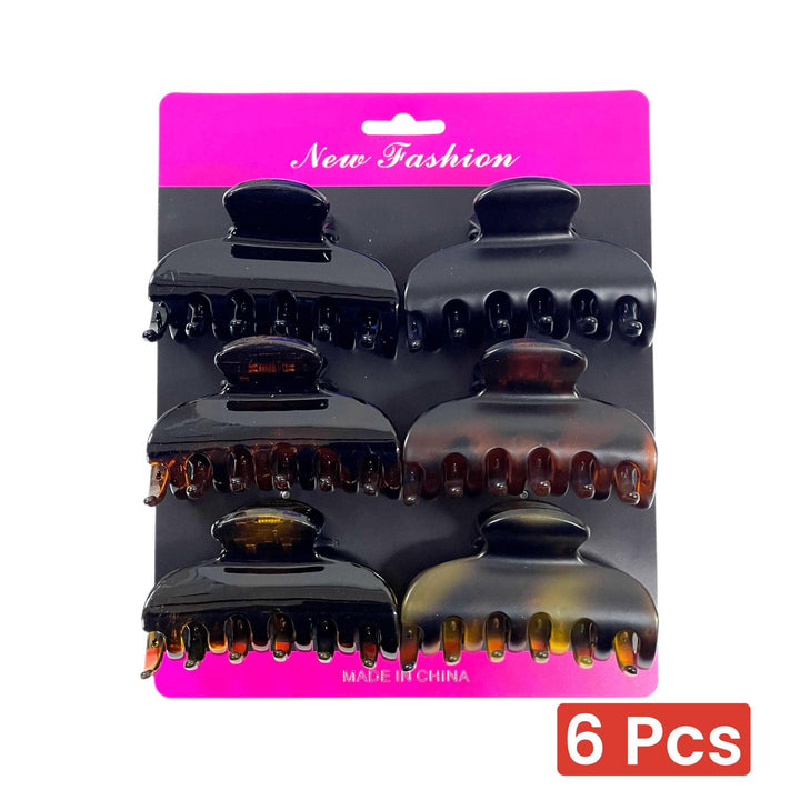 Tortoiseshell Black Hair Claw Clips Women - 6 Pcs (5448421) - Pinoyhyper