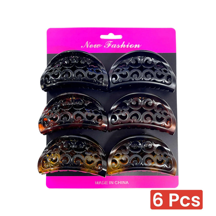 Tortoiseshell Black Hair Claw Clips Women - 6 Pcs (5448421) - Pinoyhyper