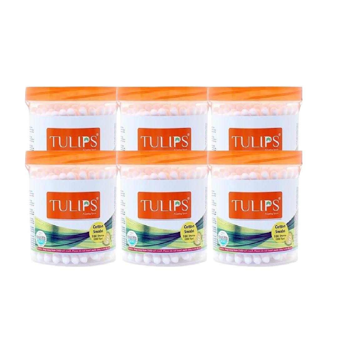 Tulips Cotton Buds 100Pcs X 6 Pcs - Pinoyhyper