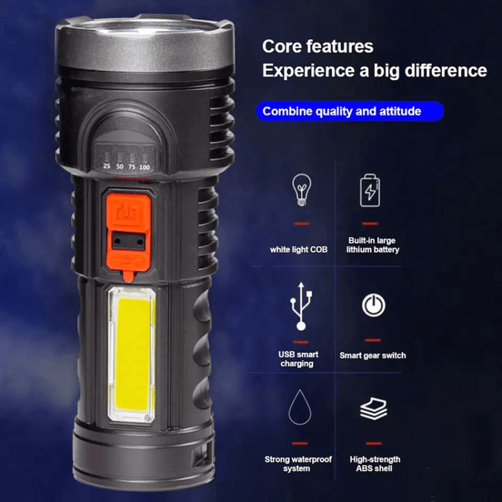 USB Rechargeable Portable LED Flashlight L-822 - Pinoyhyper