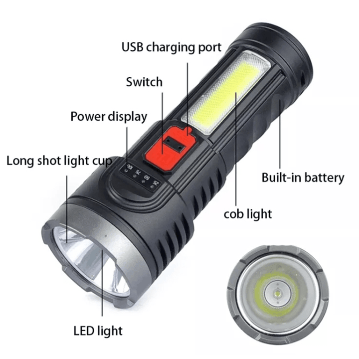 USB Rechargeable Portable LED Flashlight L-822 - Pinoyhyper