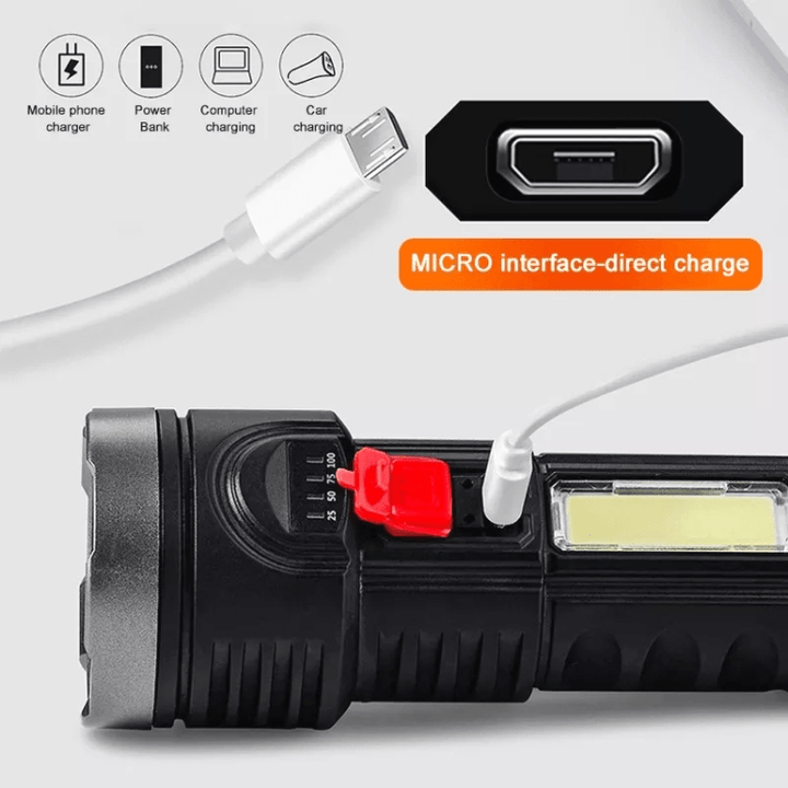 USB Rechargeable Portable LED Flashlight L-822 - Pinoyhyper