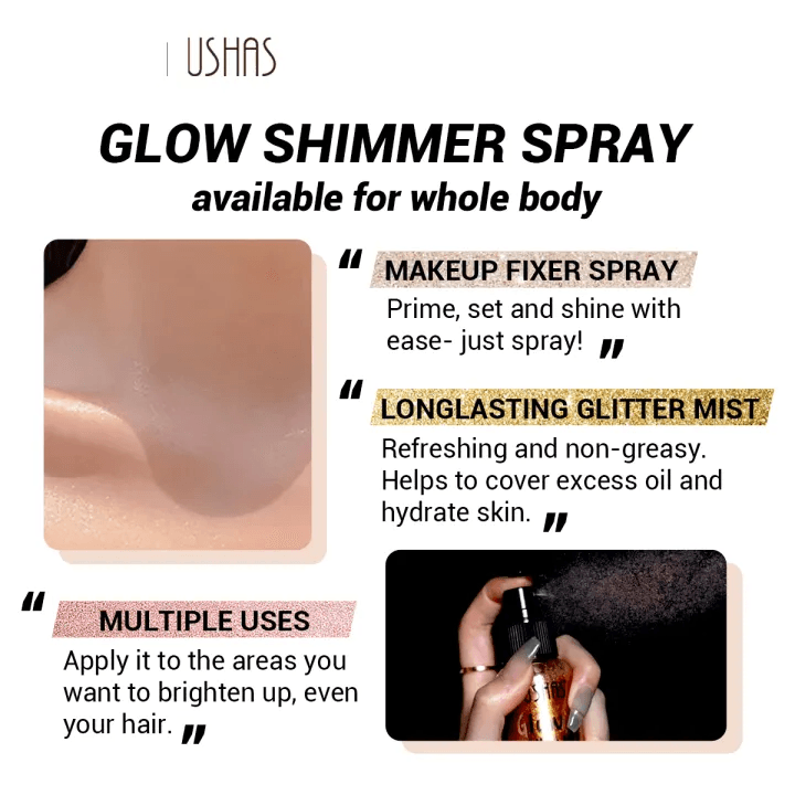 Ushas Glow Shimmer Glitter Moisturizing Face and Body Spray - Pinoyhyper