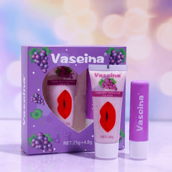 Vaseina Grape Water Moisturizing Lip Scrub + Lip Balm - 25g+4.8g - Pinoyhyper