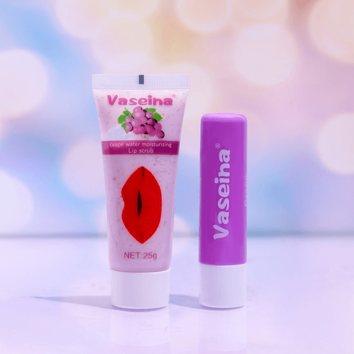 Vaseina Grape Water Moisturizing Lip Scrub + Lip Balm - 25g+4.8g - Pinoyhyper