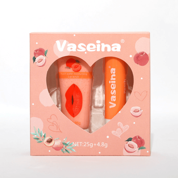Vaseina Peach Water Moisturizing Lip Scrub + Lip Balm - 25g+4.8g - Pinoyhyper