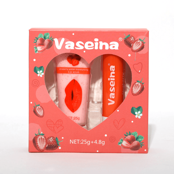 Vaseina Strawberry Water Moisturizing Lip Scrub + Lip Balm - 25g+4.8g - Pinoyhyper