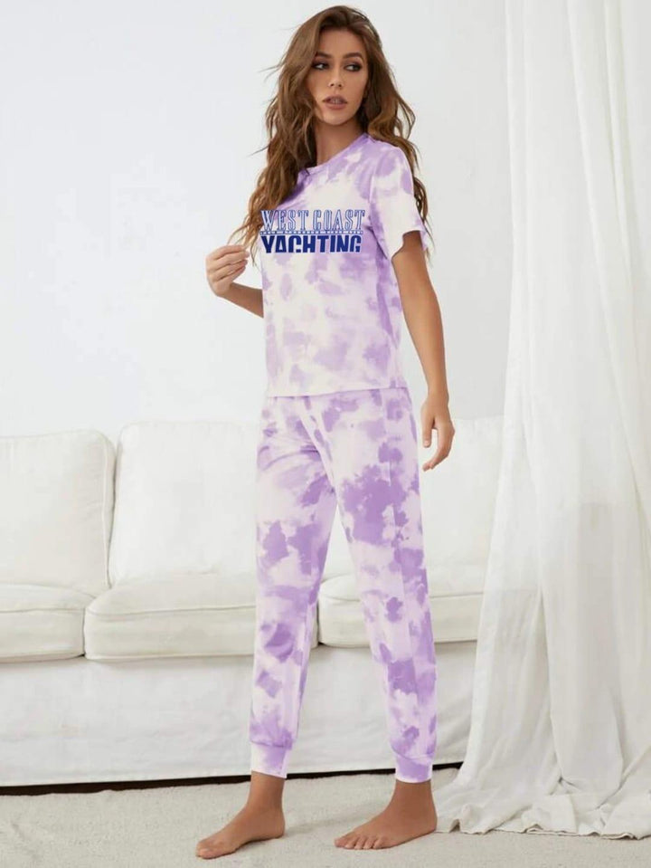 West Coast Cotton Lycra Tie-Dye Night Suit Set Night Dress - Pinoyhyper