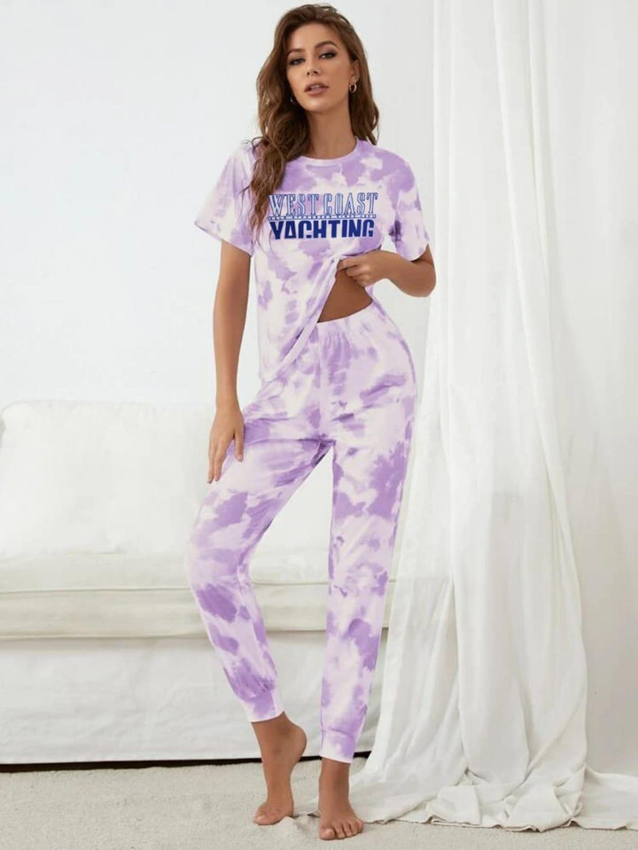 West Coast Cotton Lycra Tie-Dye Night Suit Set Night Dress - Pinoyhyper