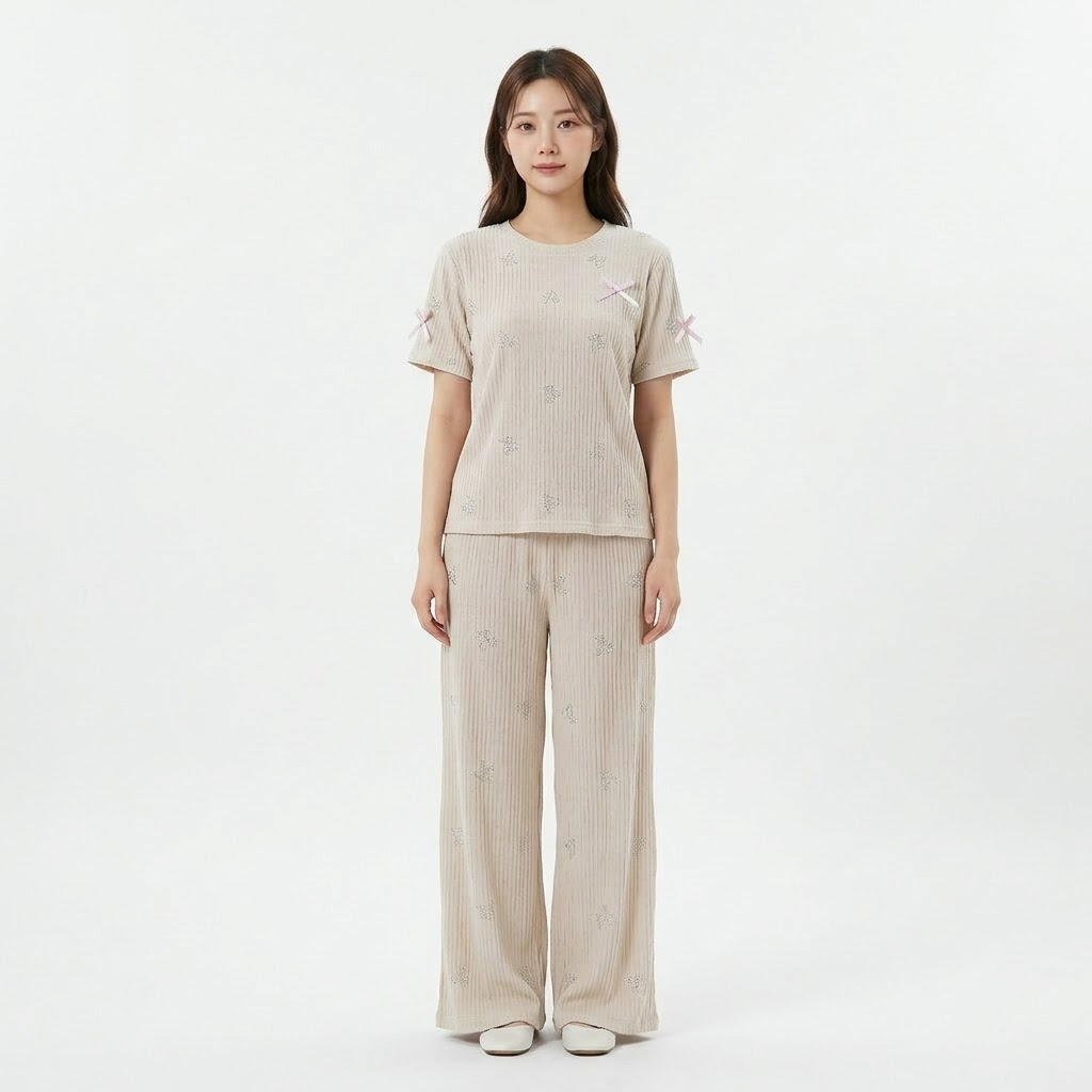 Women’s Stone Work Pajama 2pcs Set - KR032