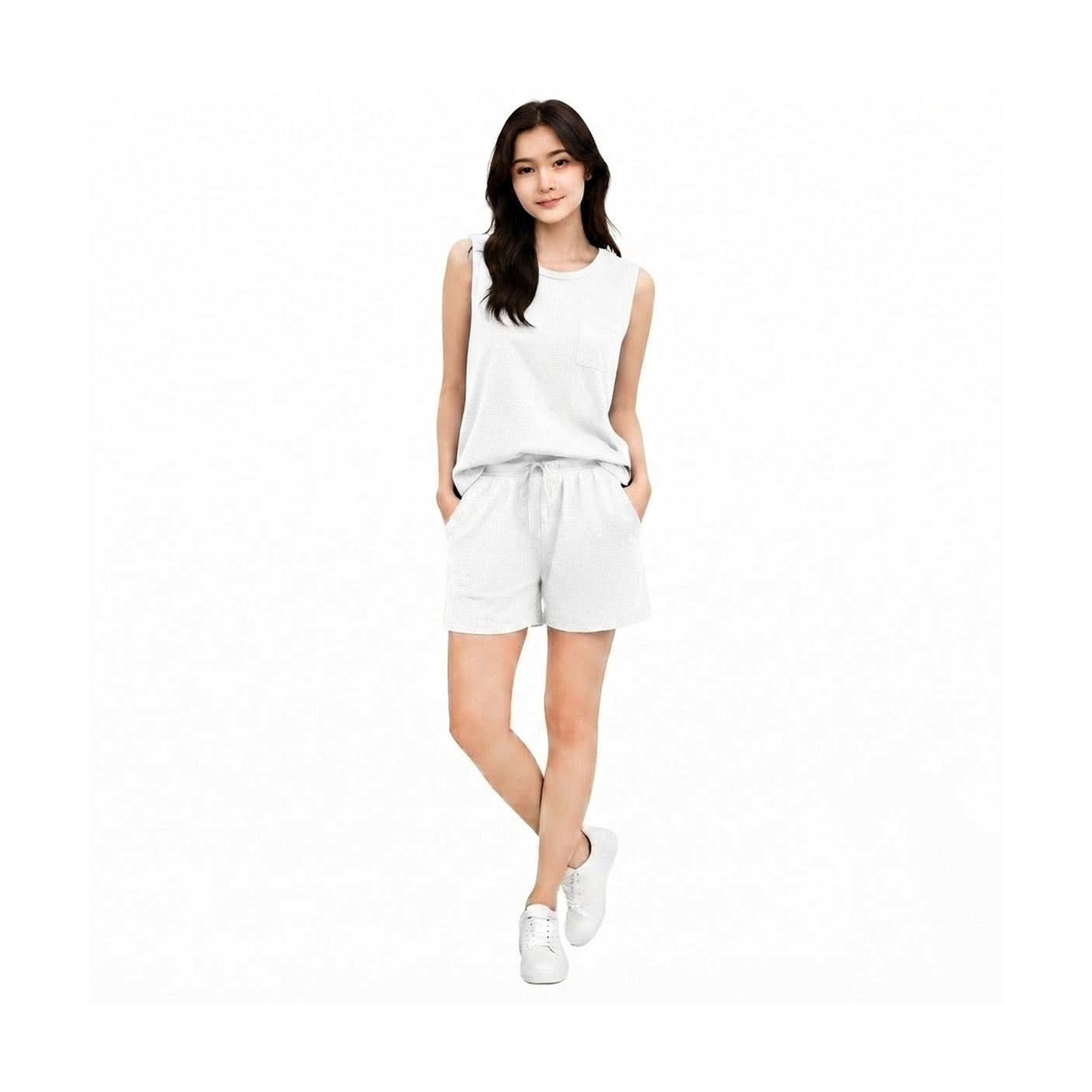 Two-Piece Sleeveless Tank Top and Shorts Loungewear Set