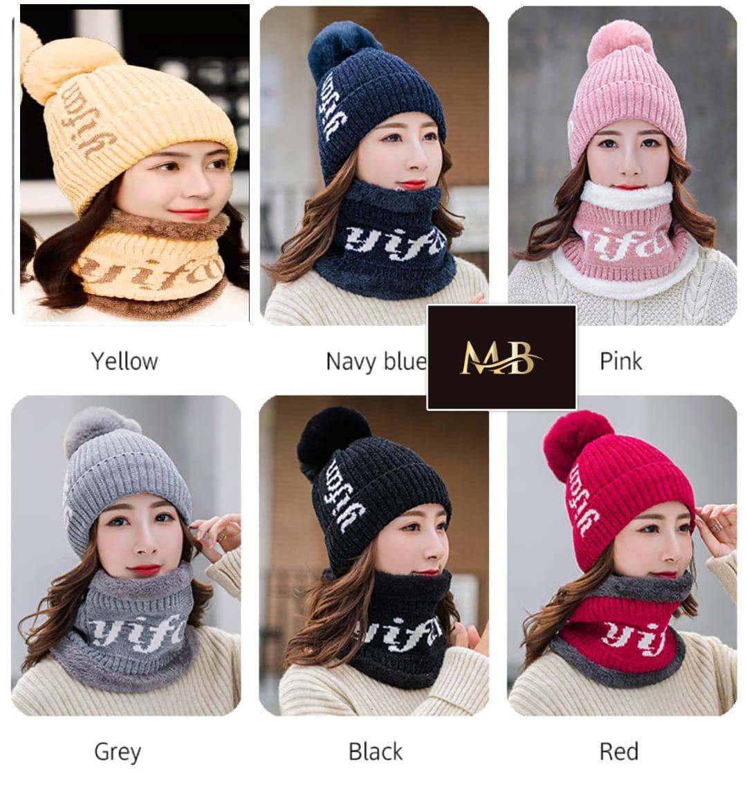 Winter wool cap with scarf - Pinoyhyper
