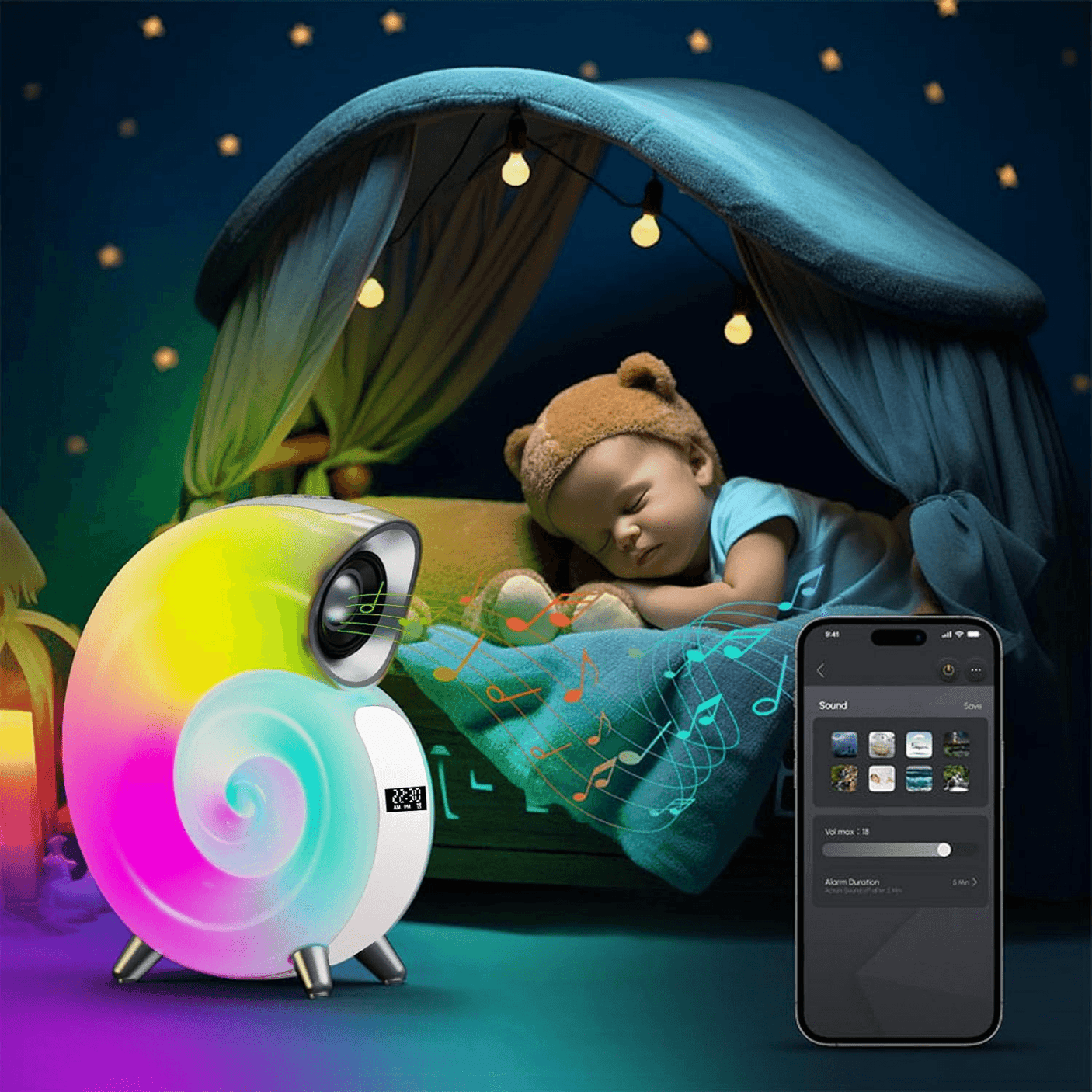 Wireless Led Speaker With Conch Colorful Music Lamp KP-556 - Pinoyhyper