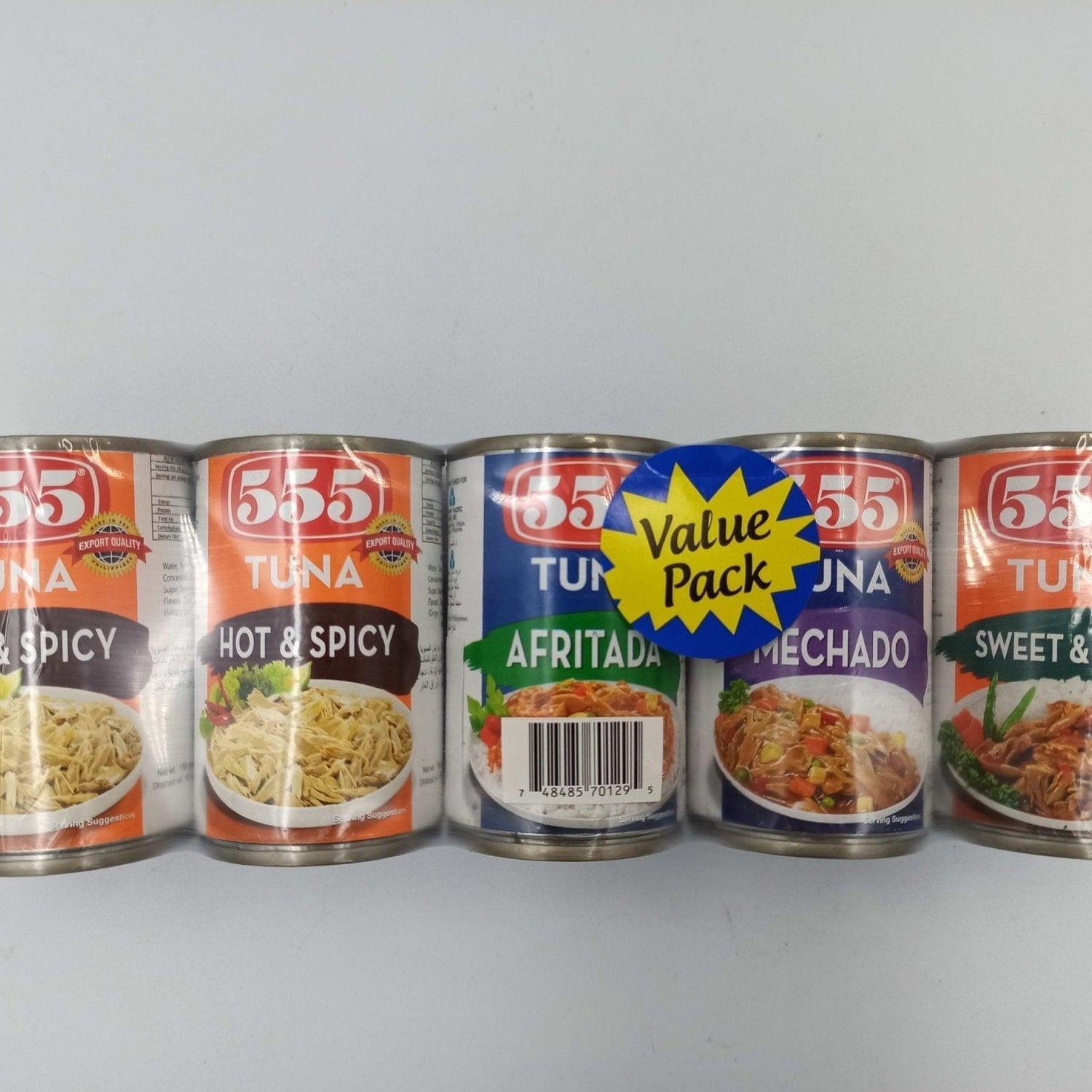 555 Tuna 2 Hot and Spicy 1 Afritada 1 Mechado 1 Sweet and Spicy 155gm Value Pack - Pinoyhyper