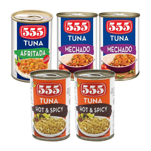555 Tuna 2 Hot and Spicy 2 Mechado 1 Afritada 155gm Value Pack - Pinoyhyper