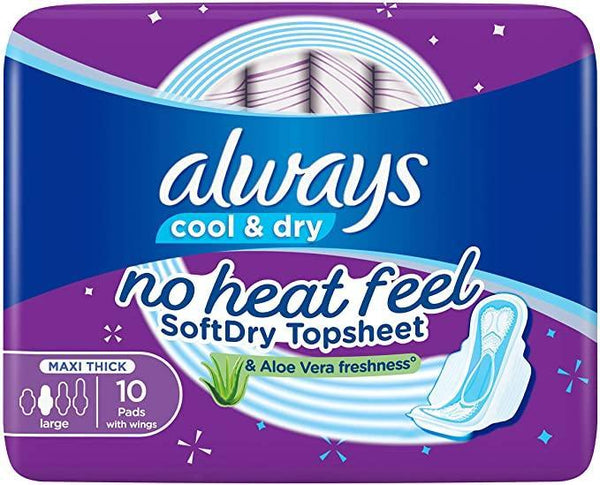 Always Cool &amp; Dry, No Heat Feel, Maxi Thick, Large 10pads - Pinoyhyper