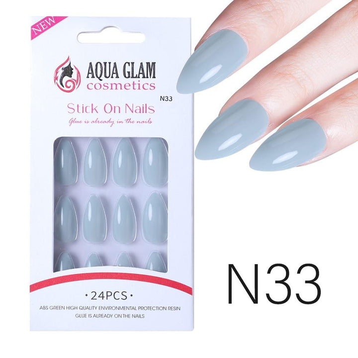 Aqua Glam Nails - Ready to Stick (N Series) - 24 Pcs - Pinoyhyper