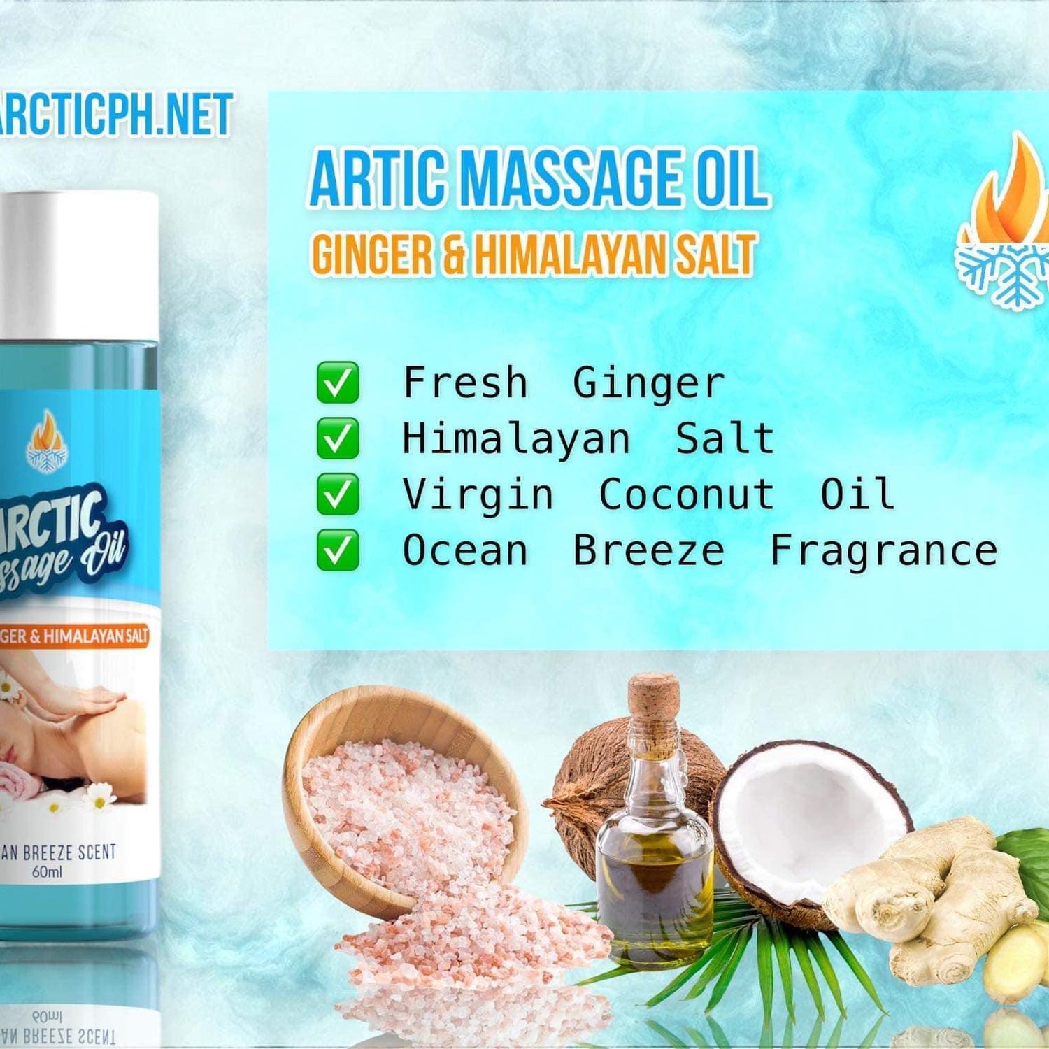 Artic Massage Oil Ocean Breeze Scent - 60ml - Pinoyhyper