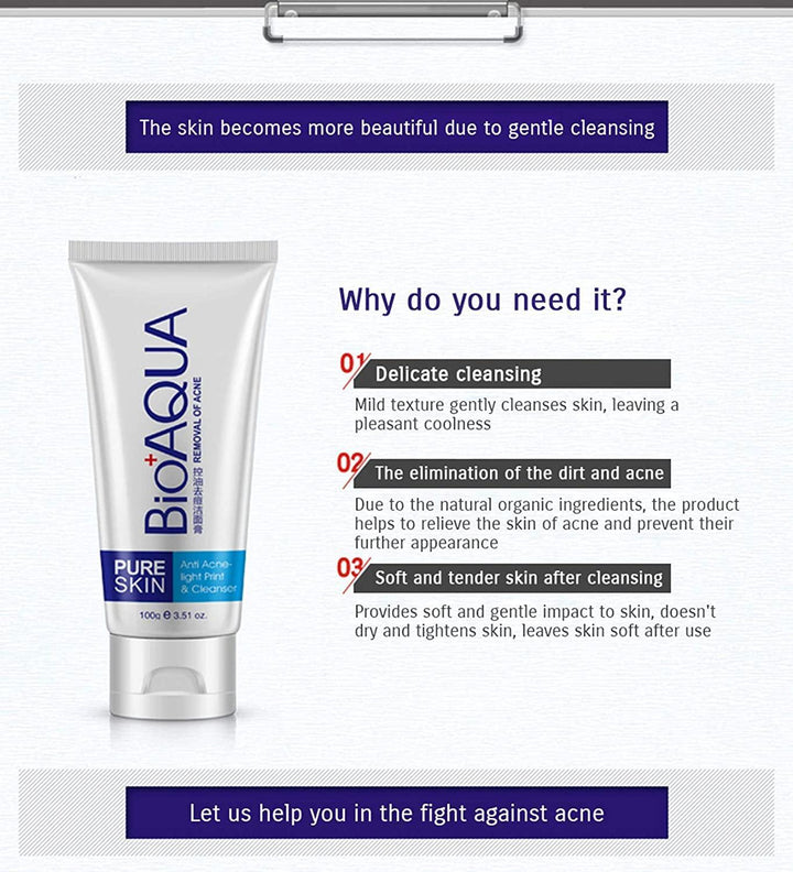 BIOAQUA Skin Care Acne Face Removal Cleanser Cream Spots Scar Blemish Mark 100g - Pinoyhyper