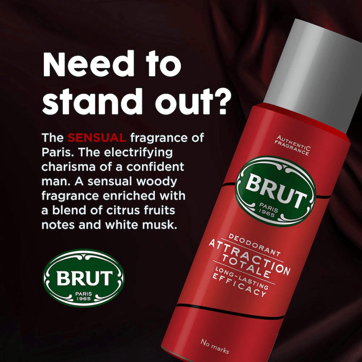 Brut Attration Totale Long Lasting Body Deodorant Spray - 200ml - Pinoyhyper