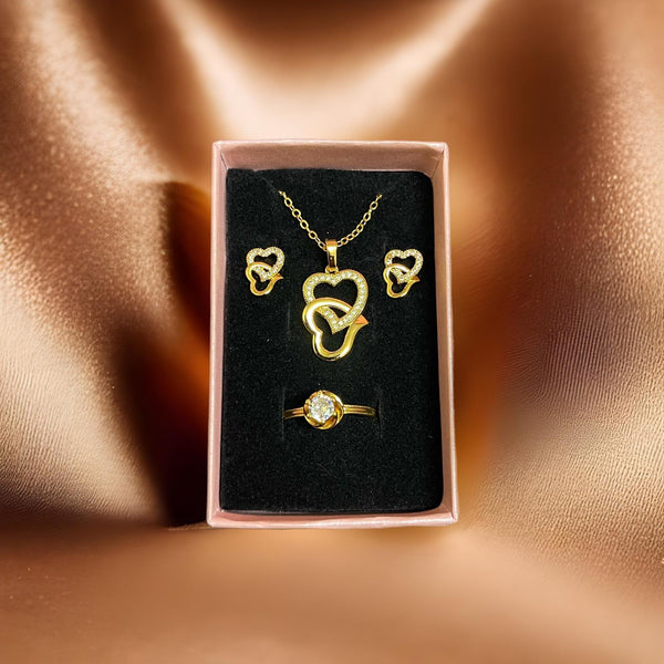 BT Jewelry Gold Plated 3in1 Earrings Necklace & Ring Set - Pinoyhyper