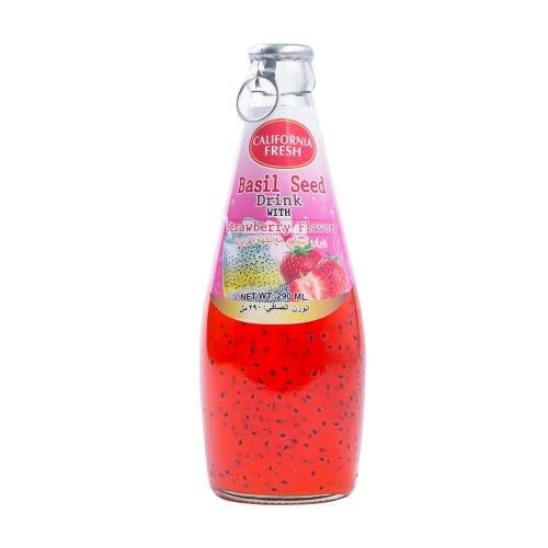 California Fresh Basil Seed Drink Strawberry - 290Ml - Pinoyhyper