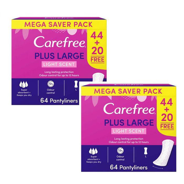 Carefree 64 Pantyliners Light Scent Buy 1 get 1 Free - Plus Large - Pinoyhyper