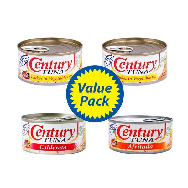 Century Tuna 2 Flakes In Vegetable Oil +1 Afritada +1 Caldereta 180gm Value Pack - Pinoyhyper