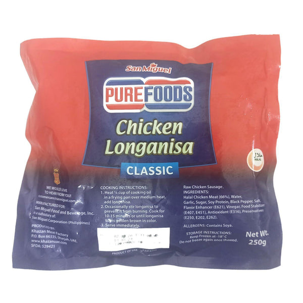 Chicken Longanisa Classic 250g - Purefoods - Frozen - Pinoyhyper