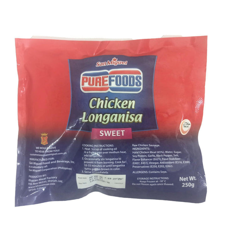 Chicken Longanisa Sweet 250g - Purefoods - Frozen - Pinoyhyper