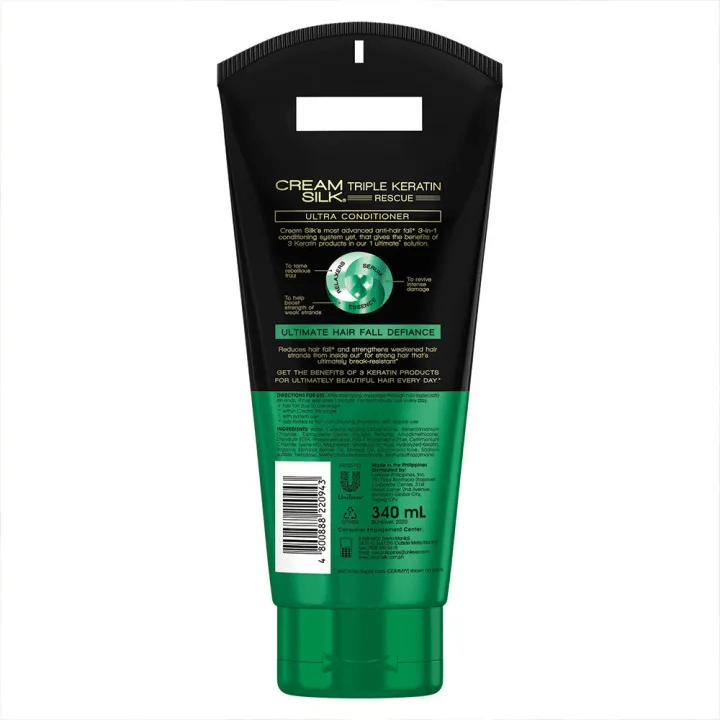 Cream Silk Triple Keratin Rescue Hair Fall Defiance Ultra Conditioner - 340ml - Pinoyhyper