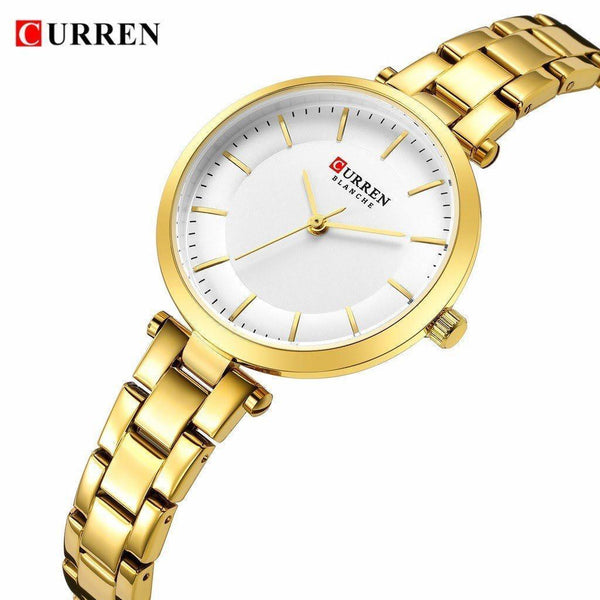 Curren Luxury Ladies Wrist Watch Gold White dial - Pinoyhyper