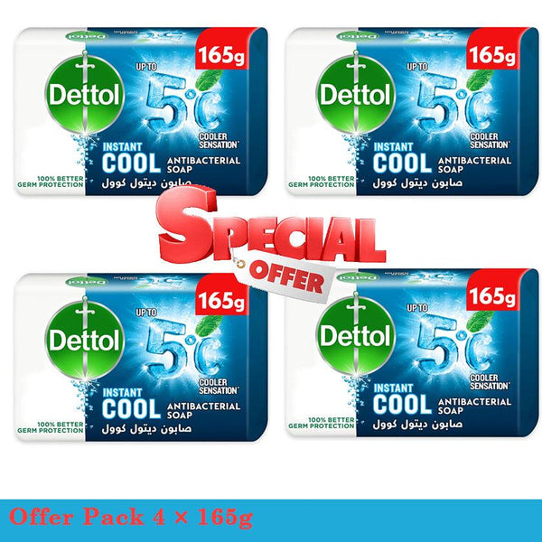 Dettol Cool Anti-Bacterial Bathing Soap Bar 4 × 165g - Pinoyhyper