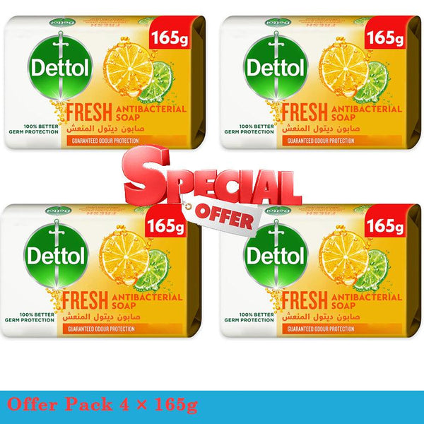Dettol Fresh Anti-Bacterial Bar Soap 4 × 165g - Pinoyhyper