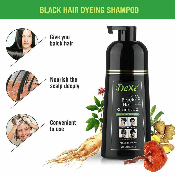 Dexe Black Hair Shampoo Instant Hair Blackening Dye - 400 ML - Pinoyhyper