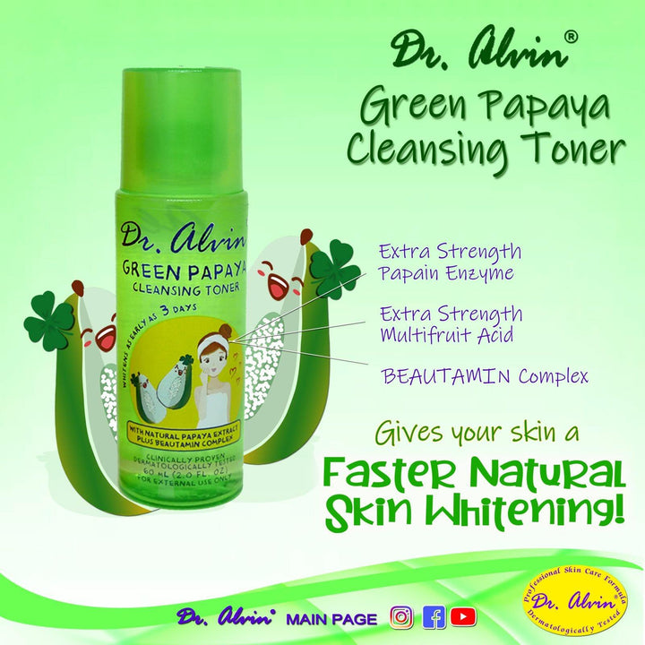 Dr. Alvin Green Papaya Cleansing Toner - 60ml - Pinoyhyper