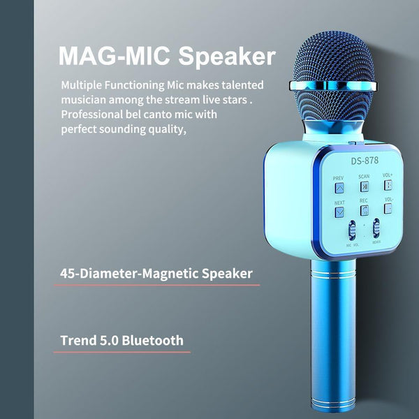 DS 878 Wireless Bluetooth Karaoke Microphone with Built-in HIFI Speaker - Pinoyhyper